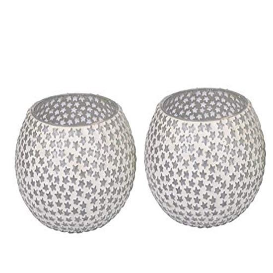 Balení 2 tureckých mozaikových skleněných votivních svícnů na čajové svíčky Vánoční dekorace pro domácí stolní dekorace Vánoční dárek