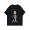 Schwarzes T-Shirt Damen Lässig Cartoon Mädchen Print Locker geschnittenes Oberteil Tägliches Tragen Sommer Outfit Street Style Mode