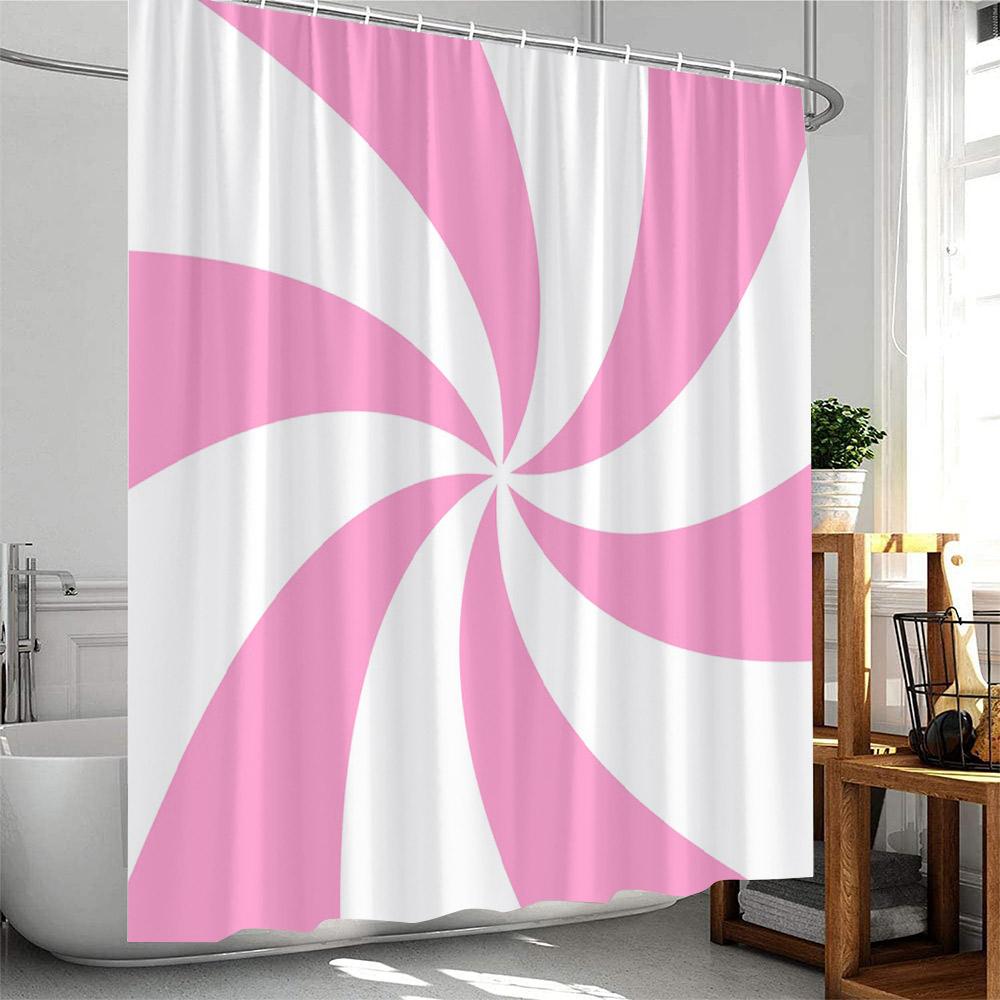 

Geometric Abstract Shower Curtain Simple Solid Colorful Vortex Art Bathroom Decor Pink Green Polyester Bathtub Curtain With Hook W60H190(CM)-1 Pcs