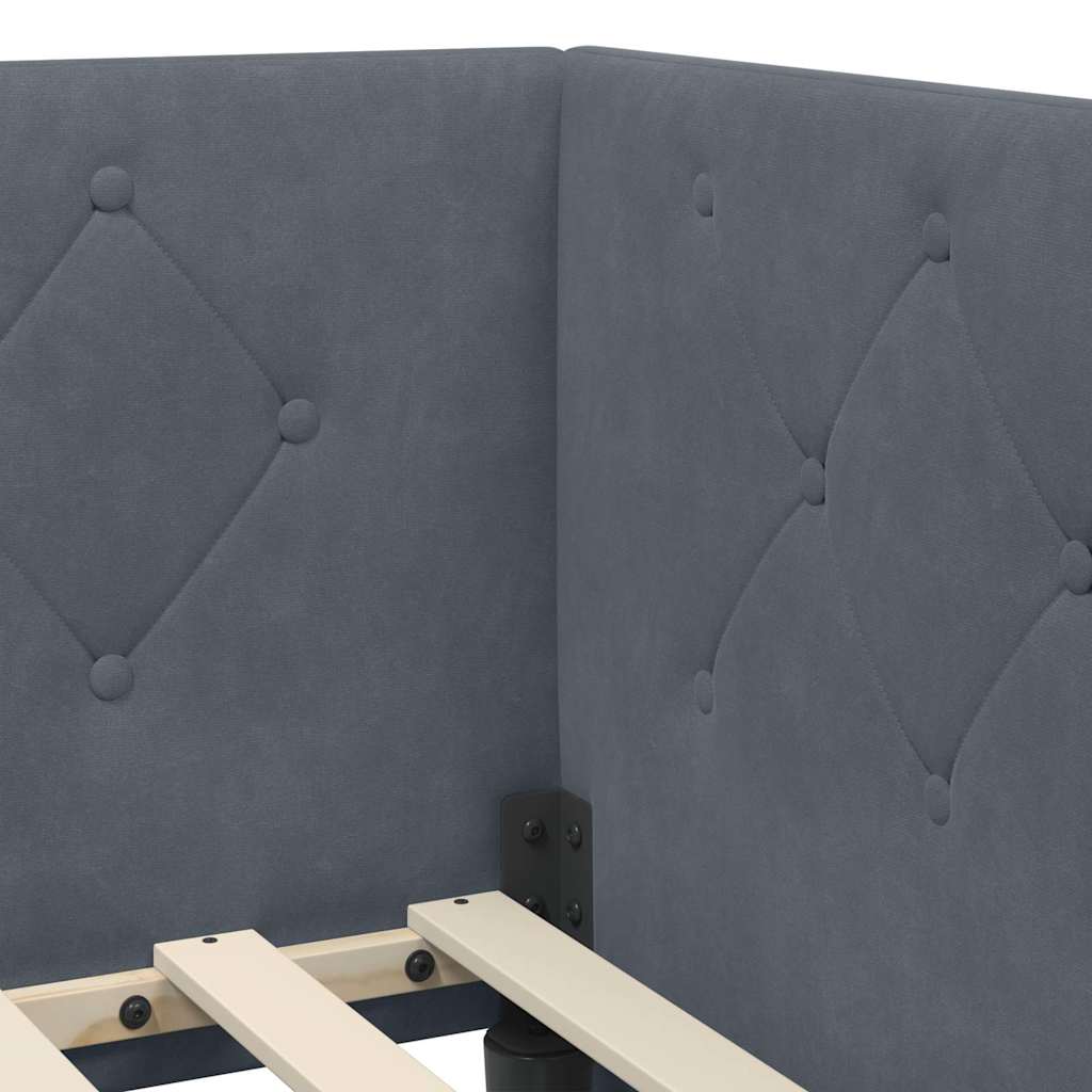 Corner Bed Frame Dark Grey 80 x 200 cm Velvet