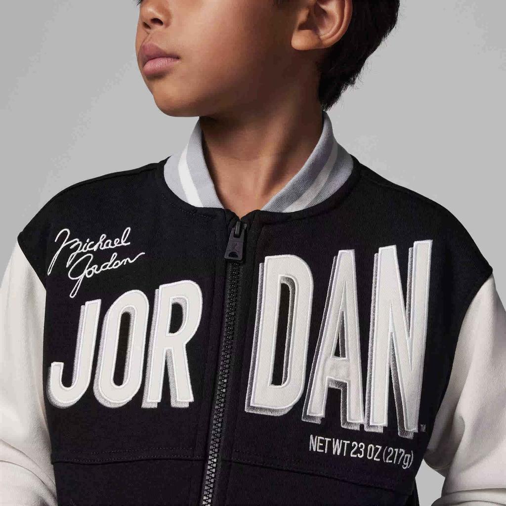 Jordan Kids Letter Print Zip-Up Hooded Jacket Kids Tops Black FJ6402-010
