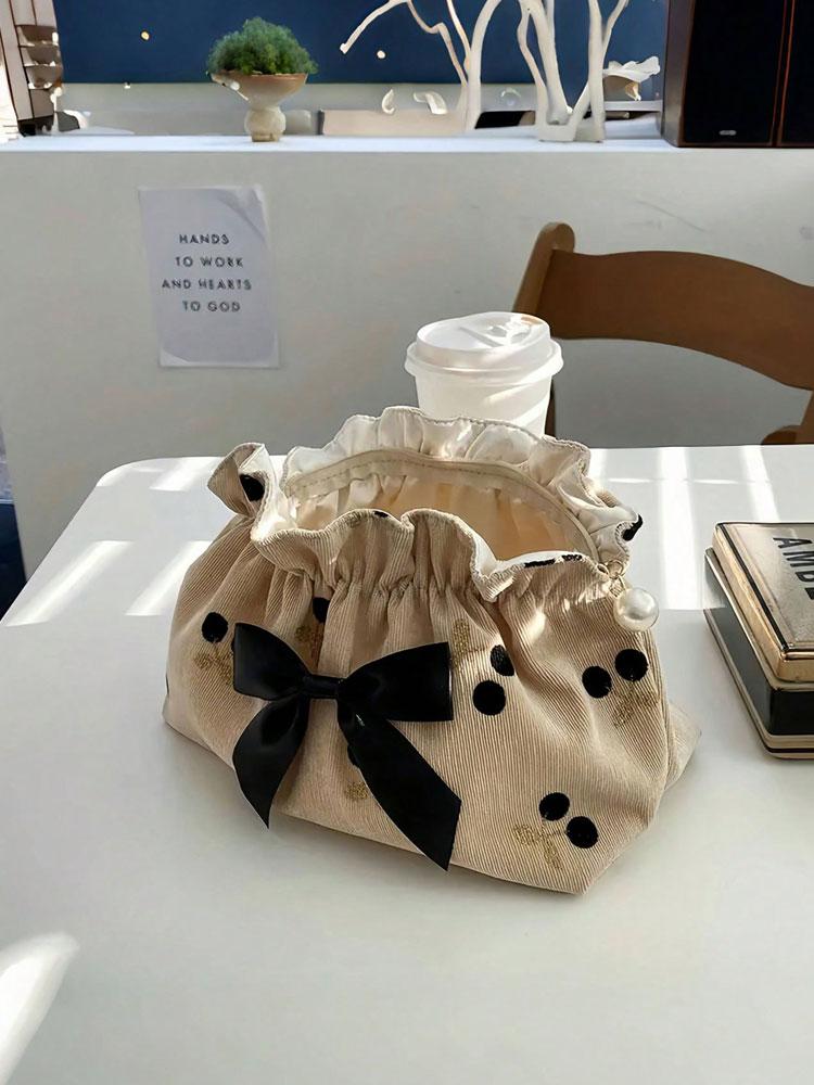 

1 шт. Новая большая сумка для обеда для девочек, дорожная сумка, вельветовая косметичка, сумка для хранения с вишнями