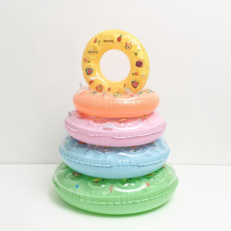 Children's and Adult Crystal Inflatable Swimming Ring with Double Airbag, Underarm Support, and Thickened Single Layer Design