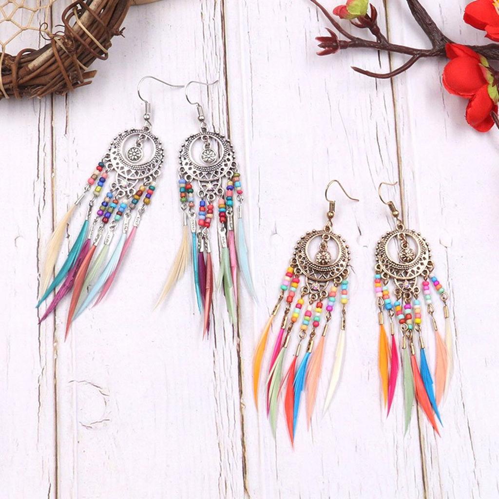 Multipurpose Elegant Styles Feathers Fringe Earrings Comfortable All Day Casual Wear Jewelry Accessories Daily Use