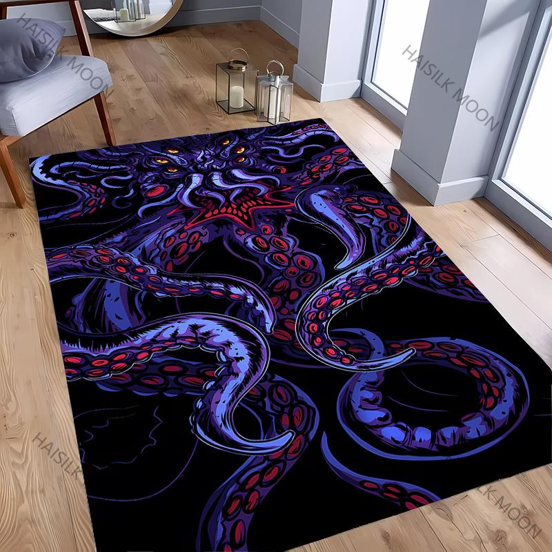 3D HD Octopus Printed Carpet Computer Room Game Room Non-slip Decorative Mat Livingroom Bedroom Office Large Area Rug Great Gift