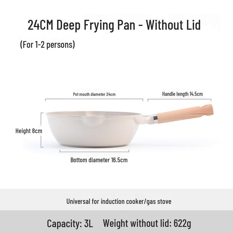 Maifan Stone Non-stick Wok Frying Pan - Deep Flat Bottom Steak Pan Deep Frying Pan