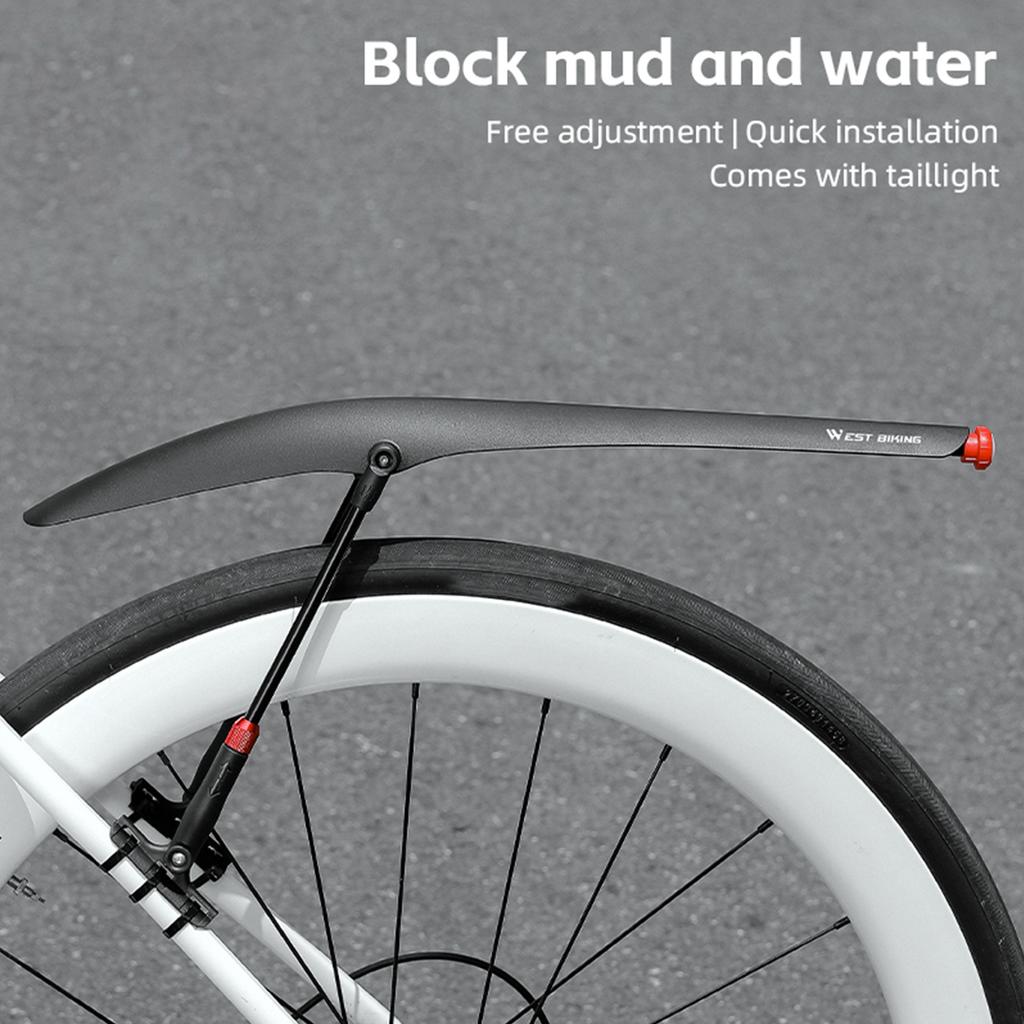 Road Bike Fenders 700c Mudguards with Tail Light Quick-Release Rear Bicycle Fender Set Lightweight