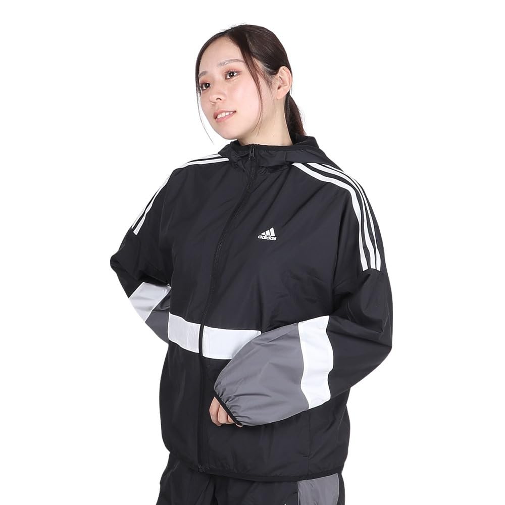 

Женская куртка Adidas KTX57 Team свободного кроя, ветровка, черная, размер L, (JG3389),