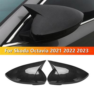 For Skoda Octavia    Car Rearview Side Mirror Cover Wing Cap Exterior Door Housing Shell Trim Frame Sticker