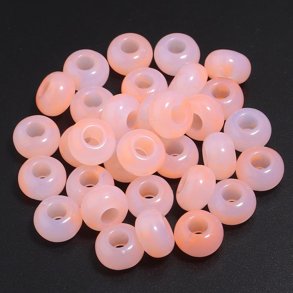 50pcs/lot 14mm Colored Round Acrylic Beads Big Hole Spacer Loose Beads For Jewelry Making DIY Crafts Bracelet Necklace Accessory