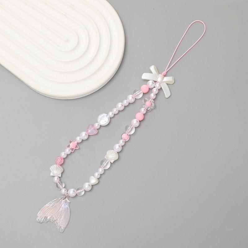 Aesthetic Phone Wrist Strap Beaded Phone Lanyard Bracelet Keychain Phone String Phone Charms Phone Decoration Accessory
