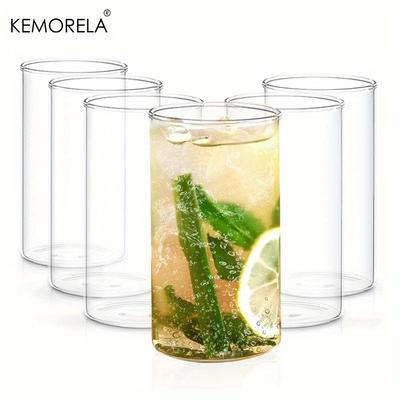 6/4 Stück 15/19 oz BPA-freie Borosilikat-Trinkgläser-Set Hitzebeständig, Spülmaschinenfest für Cocktail Whiskey Sodawasser Bier