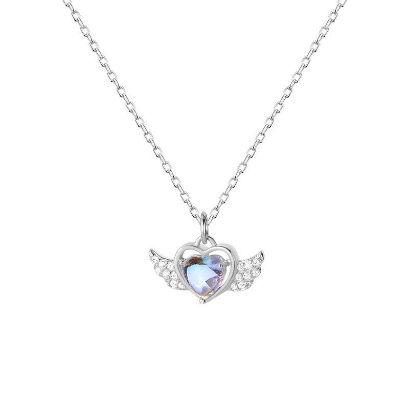 Love God Cupid Necklace for Women In Summer Niche Design Sense Colorful Zircon Love Angel Wings