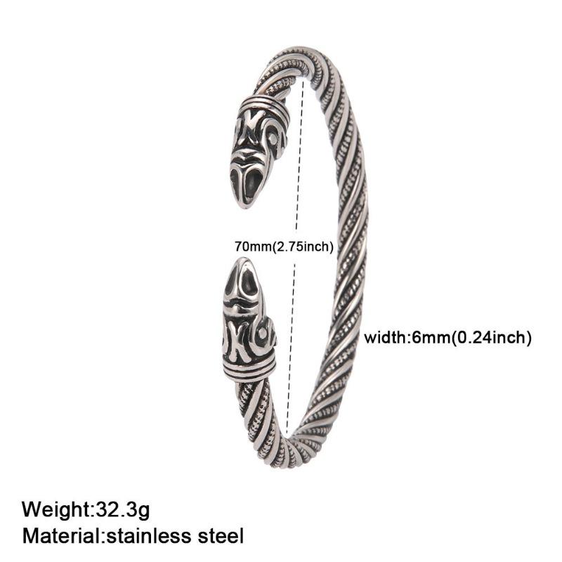 

Meier Titanium steel bracelet - men s hip hop punk open bangle with fashionable single linked bead, striped, and double bird head design