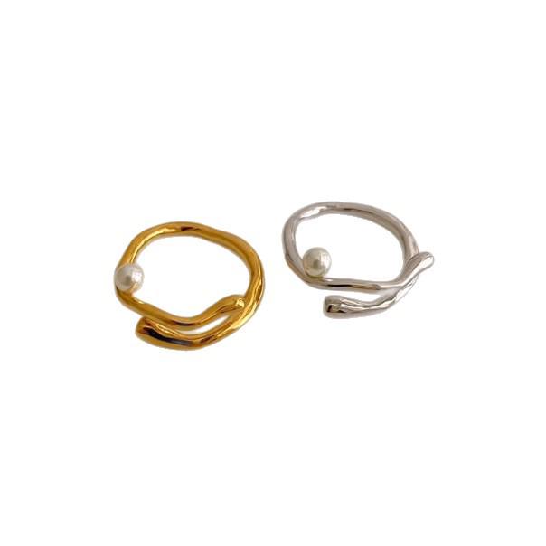 Adjustable Gold Irregular Pearl Ring: Women's Versatile, Retro, Light Luxury French Design