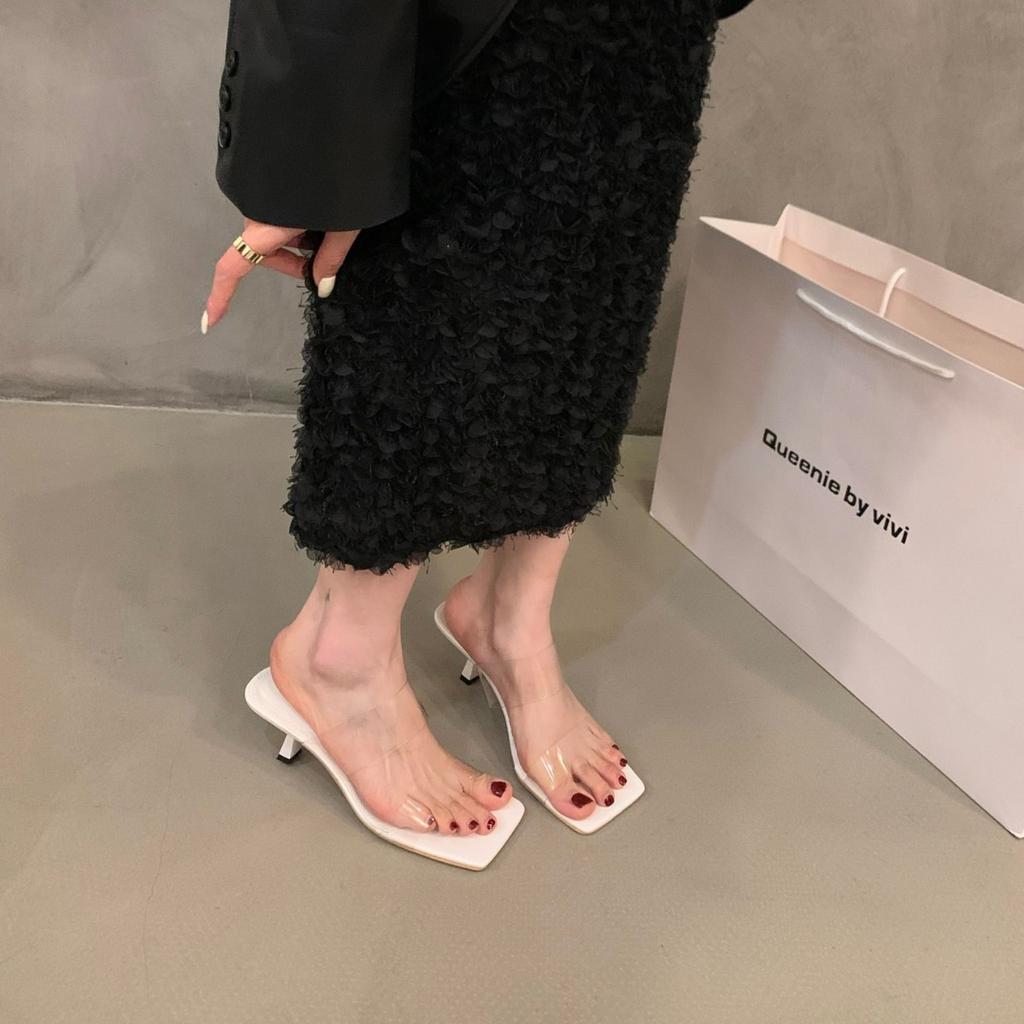 French Temperament Transparent with Cool Slippers Fairy Shoes Summer Wear 2025 New Summer High Heels Sandals