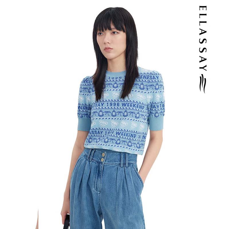 

ELLASSAY Women s Nautical Knit Sweater EWW331M02600 S