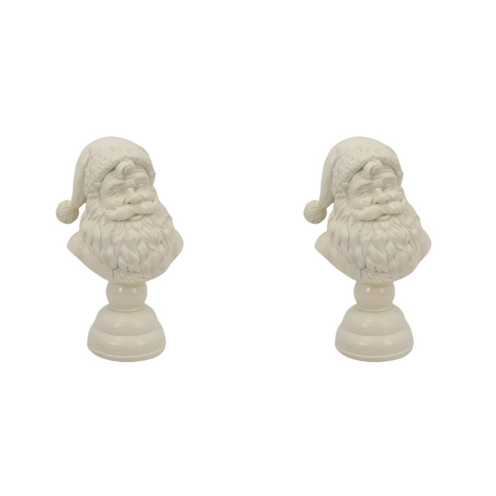 Santa Claus Head Statue Resin Figurine Christmas Figurines Santa Bust Christmas Tabletop Ornament Xmas Decor