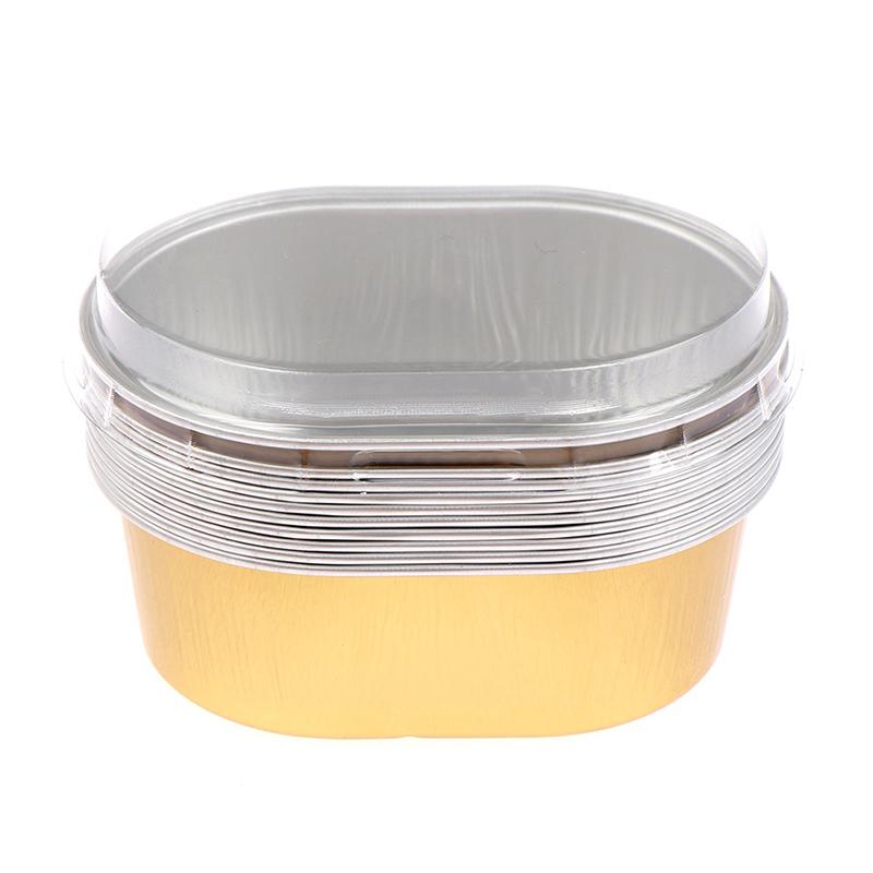 (PLUM)10pcs Aluminum Foil Baking Cup Heat Resistant Cake Cups Mold with Lid Cupcake.