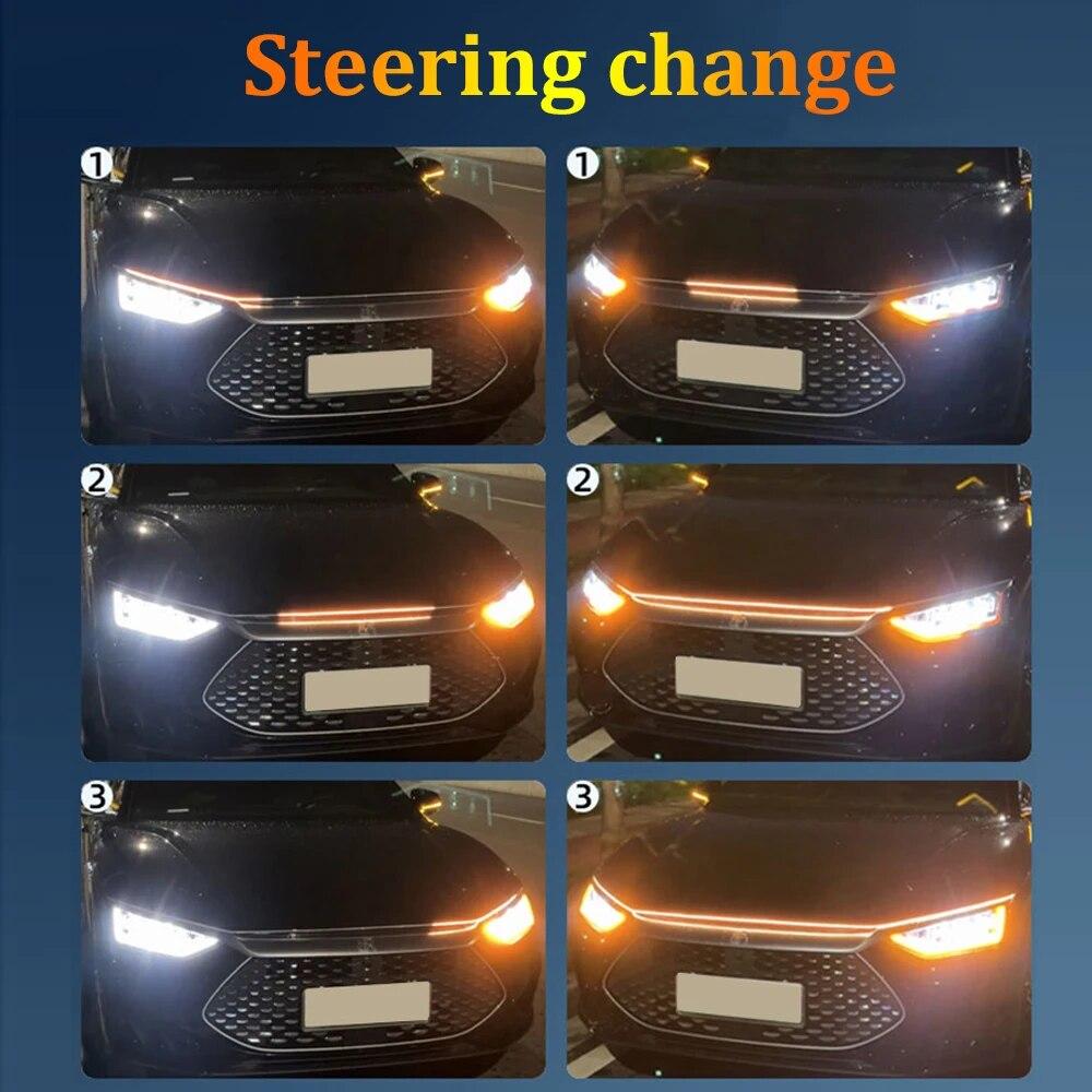 WINDOWS APP Fernbedienung Dynamische RGB Auto Haube Licht Streifen Led Bunte Fließende Scheinwerfer Dekorative Atmosphäre Tagfahrlicht