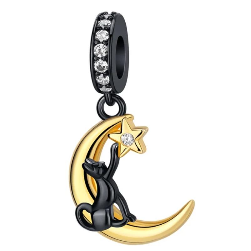 Trendy Copper Moon &Stars Charms Beads Earrings Rings Necklaces Fits Original Bracelets For Women Diy Jewelry Gifts