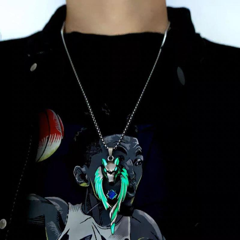 Flame Dragon Wolf King Necklace: Cool Unisex Pendant with Disco Hip-Hop Style