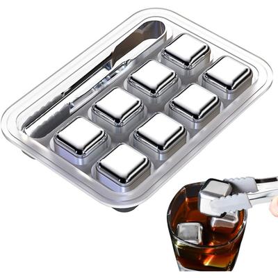 Barzubehör Whiskey Eiswürfel Kalte Steine 4/6/8 Stück Edelstahl Eissteine Wiederverwendbar mit Eiszange und Gefrieraufbewahrungsbox