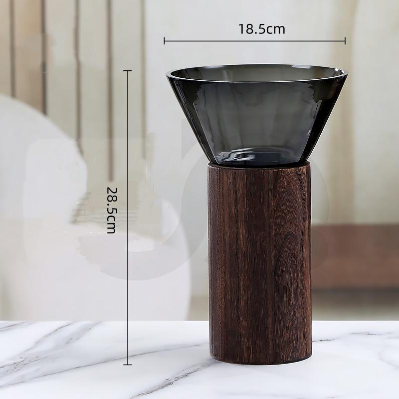 Γυάλινο Βάζο Διπλής Στρώσης Ξύλινο Βάζο για Λουλούδια Αξεσουάρ Διάταξης Λουλουδιών Υδροπονία Τεράριο Αξεσουάρ Διακόσμησης Σπιτιού