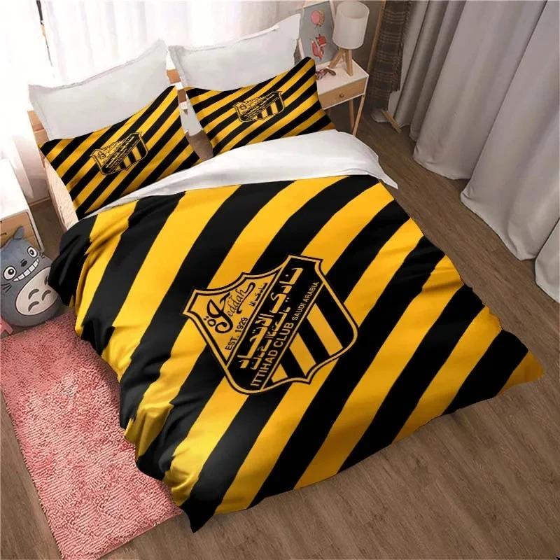 Al-Ittihad Club Jeddah Ložní souprava Chlapci Dívky Jednolůžko Queen Size Povlak na přikrývku Povlak na polštář Postel Děti Dospělí Móda Domácí textil