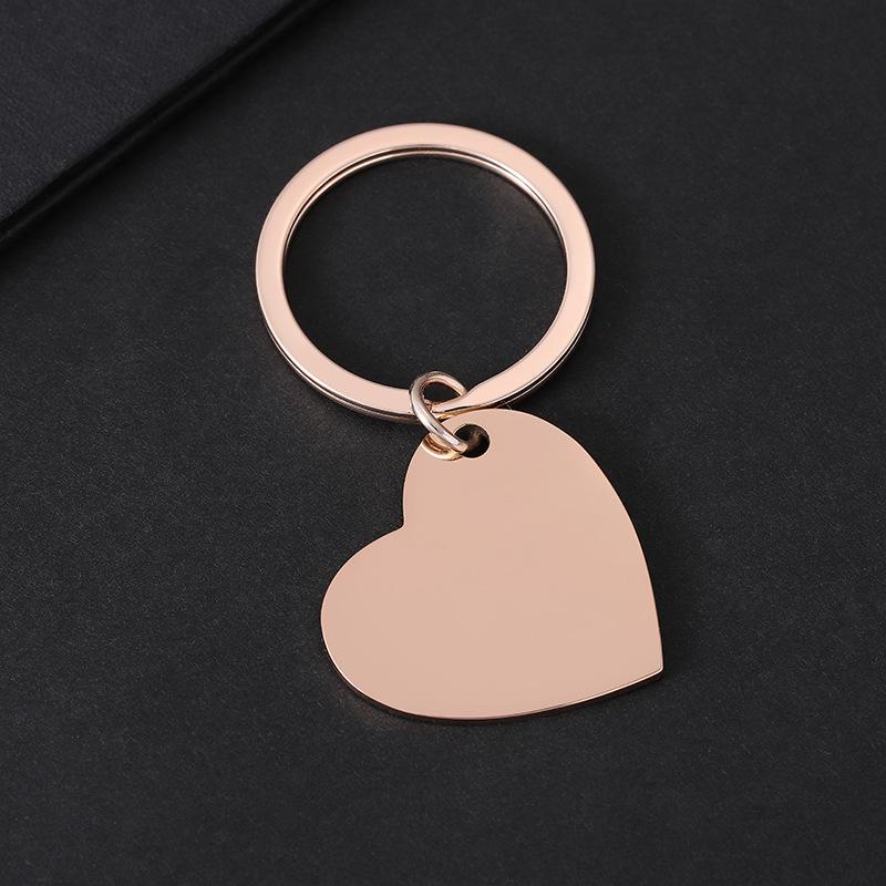 Slanted Peach Heart Stainless Steel Keychain with UV Color Printing - Perfect for Engraving and Festival Gifts.