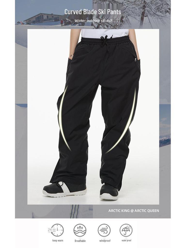 Unisex Waterproof Winter Ski Pants - Warm, Thick, Loose Fit