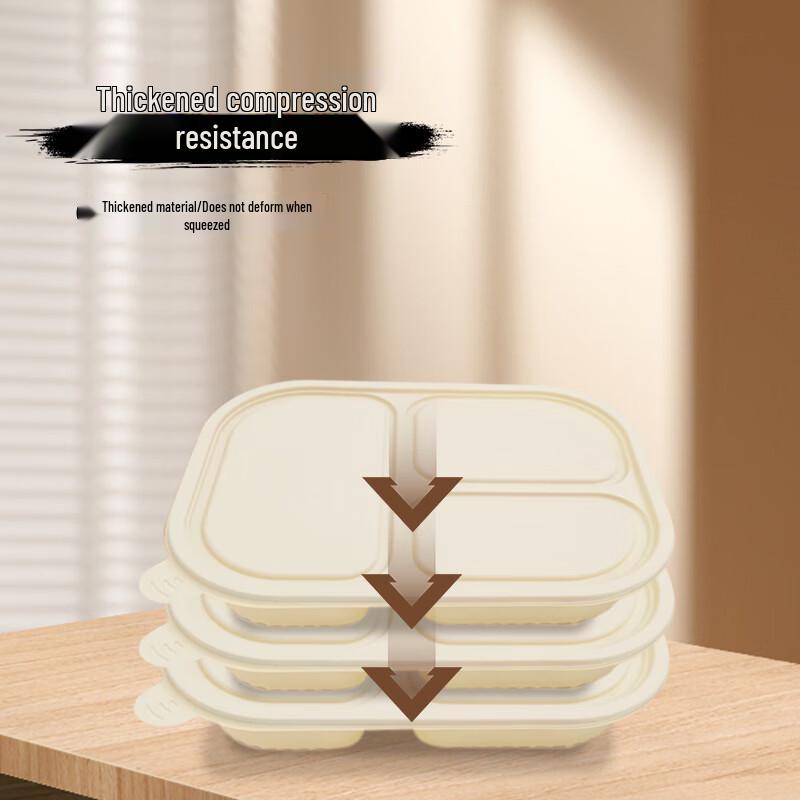 Jiwanggu Biodegradable 3-Compartment Disposable Meal Boxes