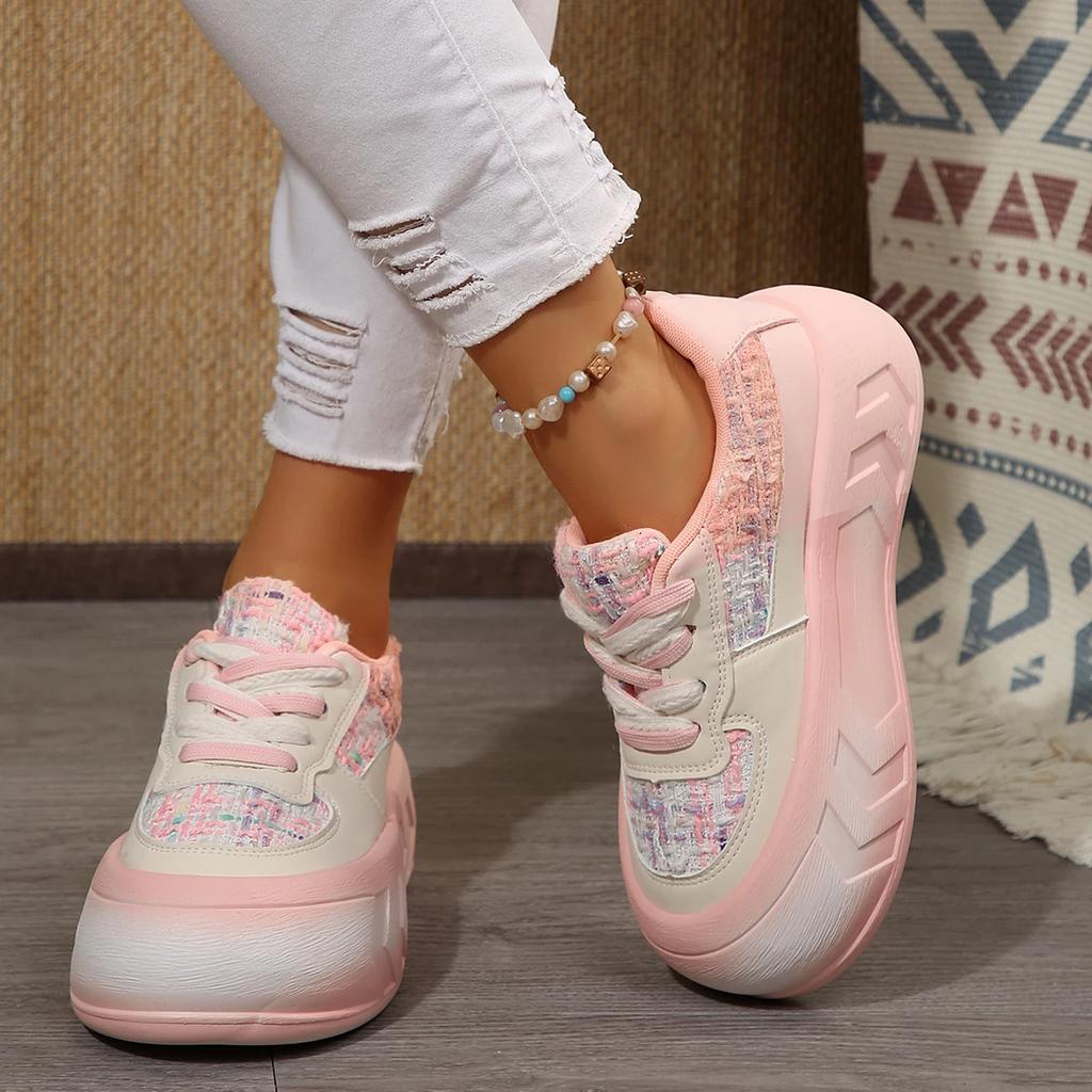 2024 New Women Trend Lace-up Outdoor Antiskid Platform Shoes Women Anti-slip Comfortable Sneakers Zapatos De Mujer