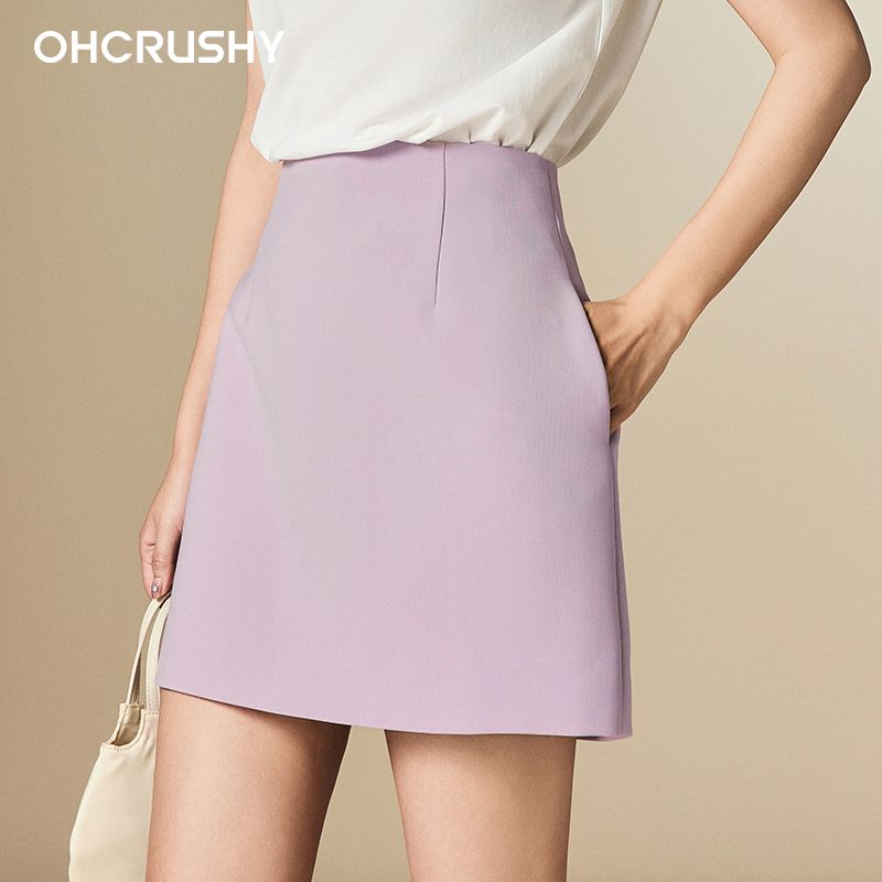 

Ohcrushy Stylish Niche Style Skirt Women s Summer Classy Pink High Waist Slimming Hip Skirt A- Line Skirt Roland Purple XL
