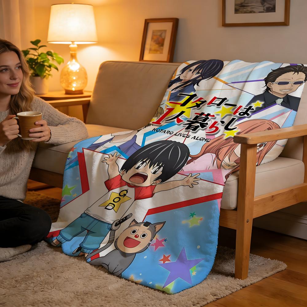 Throw High-Density Short Plush Blanket For Sofa Nap Air-Conditioned Room Soft Skin-Friendly Cute Anime K-Kotaro Lives Alone