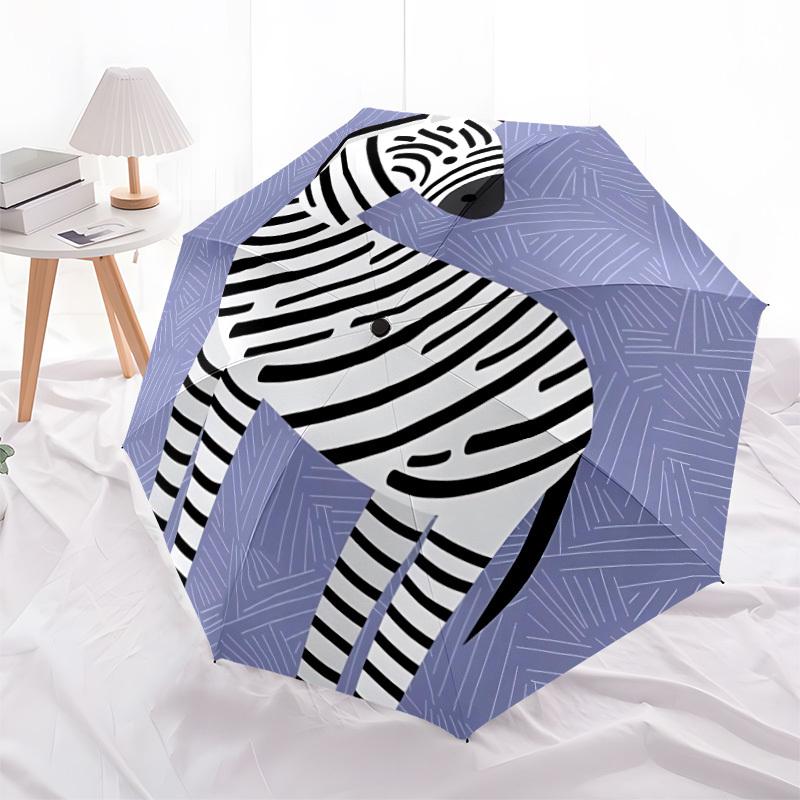 1pc Zebra Stripes Automatic Folding Umbrella Portable Collapsible 8-Rib Umbrella for All Seasons, Casual Outdoor Accessory, PerfectB43