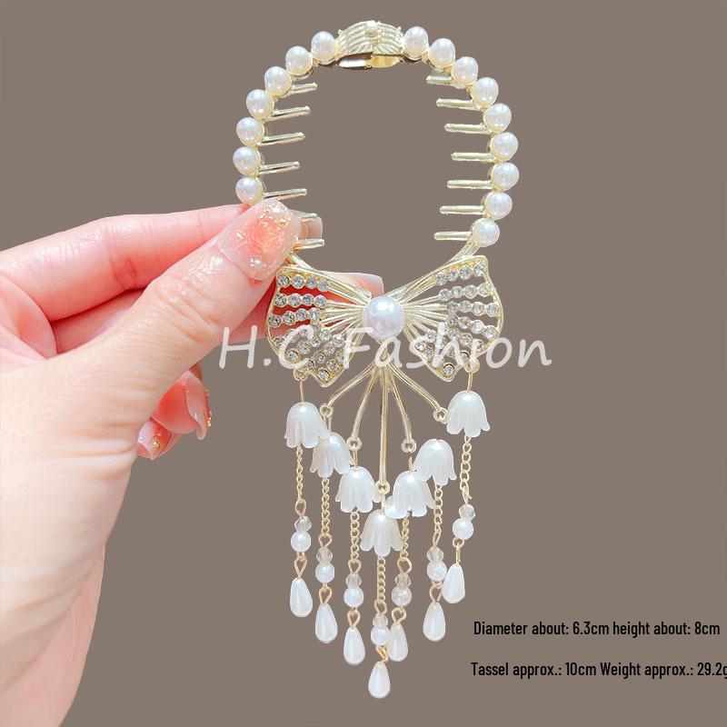 Elegant Lily of the Valley Tassel Hairpin: Timeless Updo Clip for a Refined Look