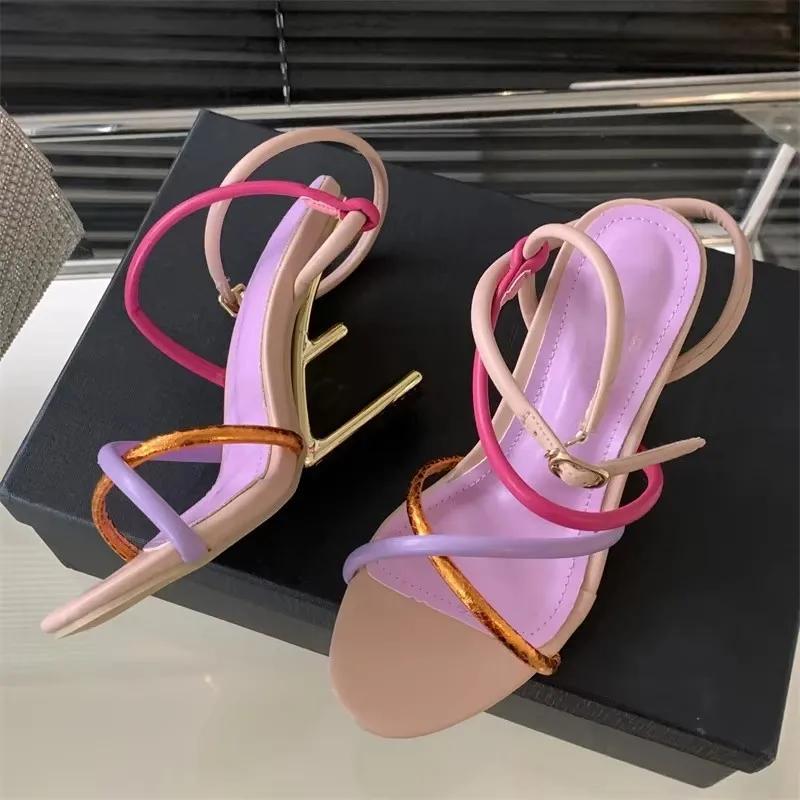 

Shoes New Design Narrow Band Buckle Strap Sandals Women Hollow Out High Heels Sexy Open Toe Banquet Party Shoes Zapatos De Mujer 41 рожевий