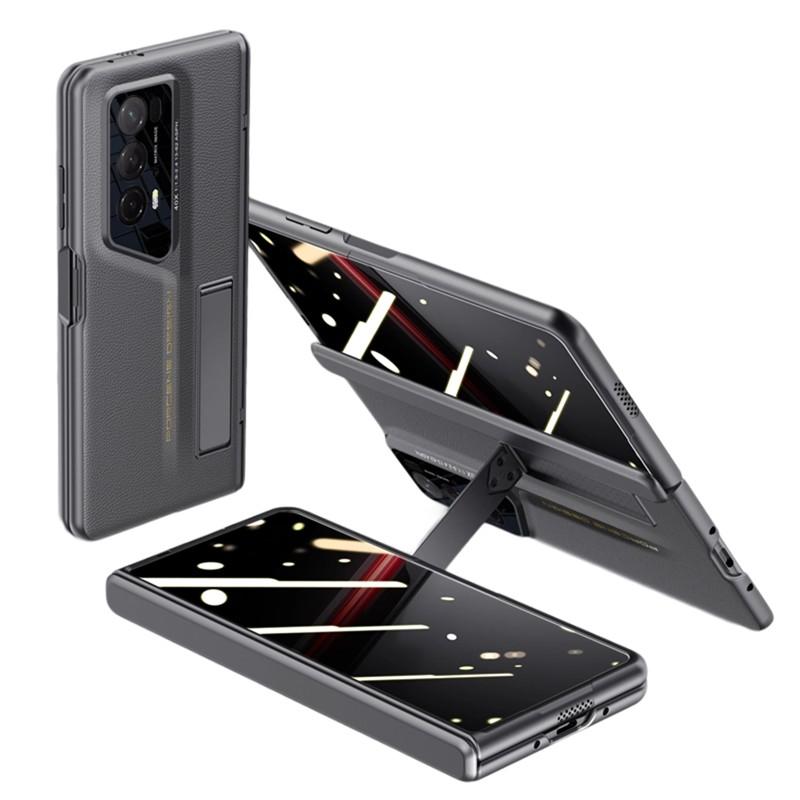 

Для Honor Magic V2 RSR Porsche Design Чохол Шкіряне покриття ПК Магнітна підставка Чохол для телефону з плівкою проти шпигунства Grey