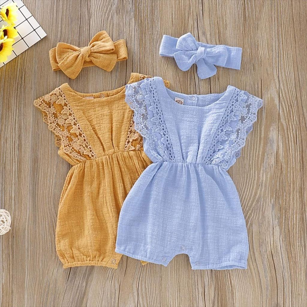 Designer Romper Jumpsuit Headband 12M [Misia Luxury] + Set, Yellow,