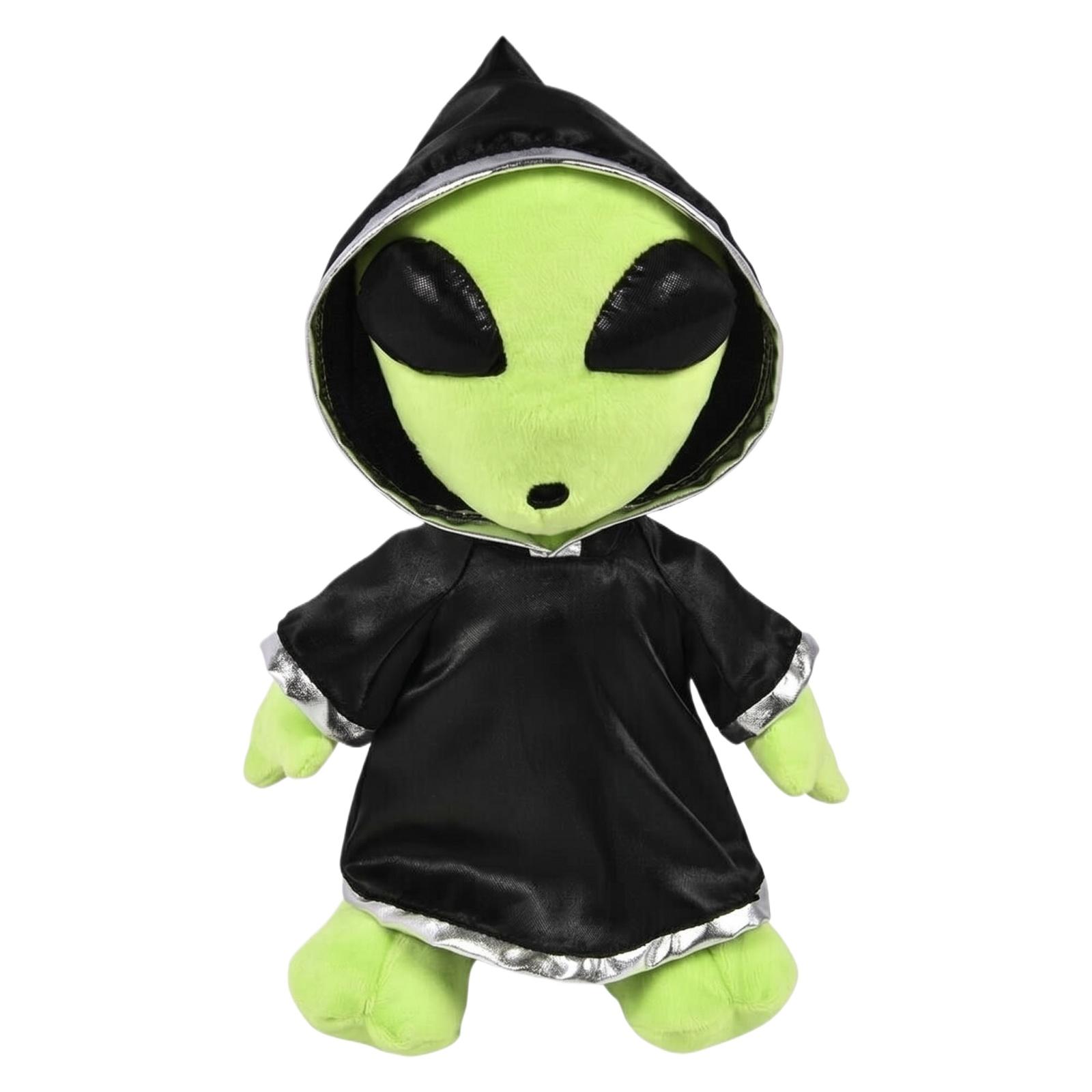 

Plush Alien Doll Soft Stuffed Toy Wearing Hooded Robe Soft Fabric Material Collectible Plushie for Display or Gift one size