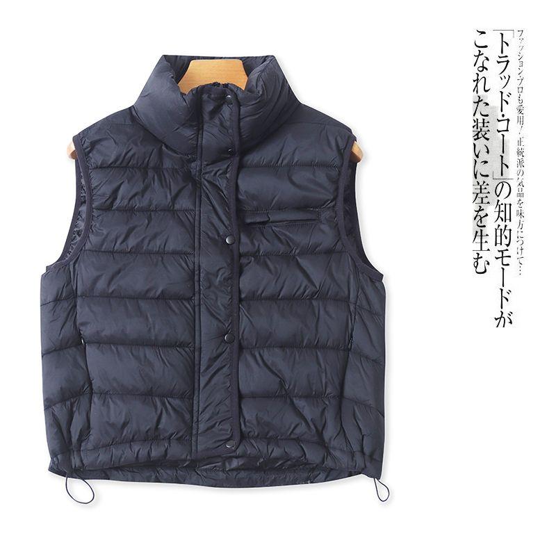 Lightweight Cotton Vest Fall and Winter New Arrival Foreign Trade Women's Clothing Stand Collar Zipper Double Pocket Short Warm Vest 30287