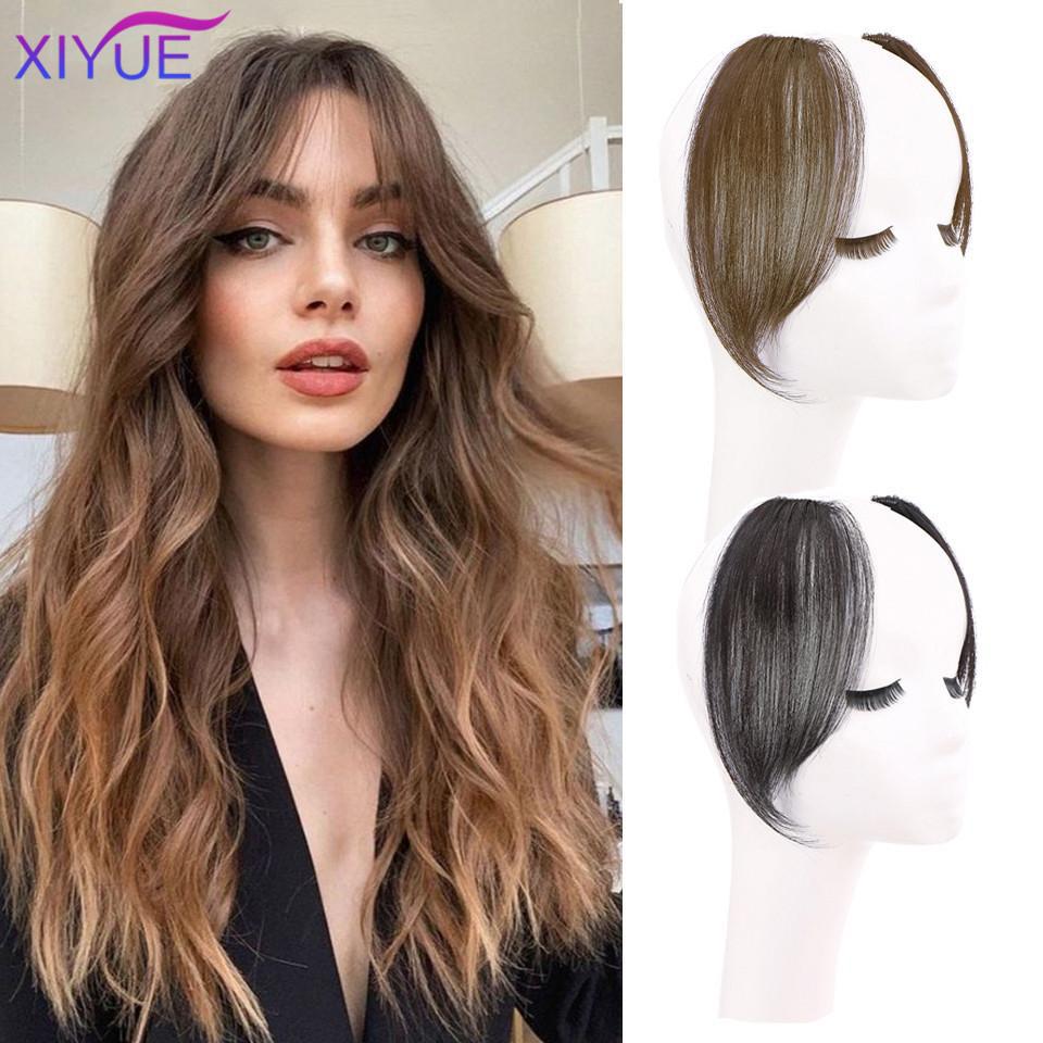 Natural Invisible False Middle-part Bangs Hair Extensions Clip In the Front Side Bangs Synthetic Fake Fringe Hairpiece