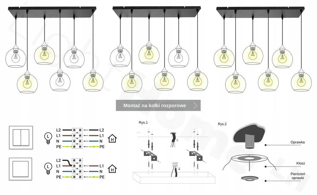 CEILING HANGING LAMP STRIP BALL BLACK LED 15cm