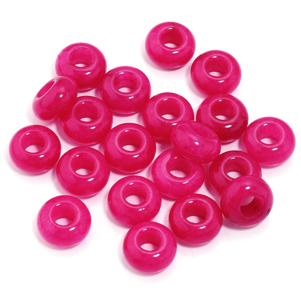 6pcs 14x8mm Natural Stone Beads Amethyst Tiger Eye Agate Jade Abacus Shape Big Hole Loose Beads for Jewelry Making DIY Bracelets