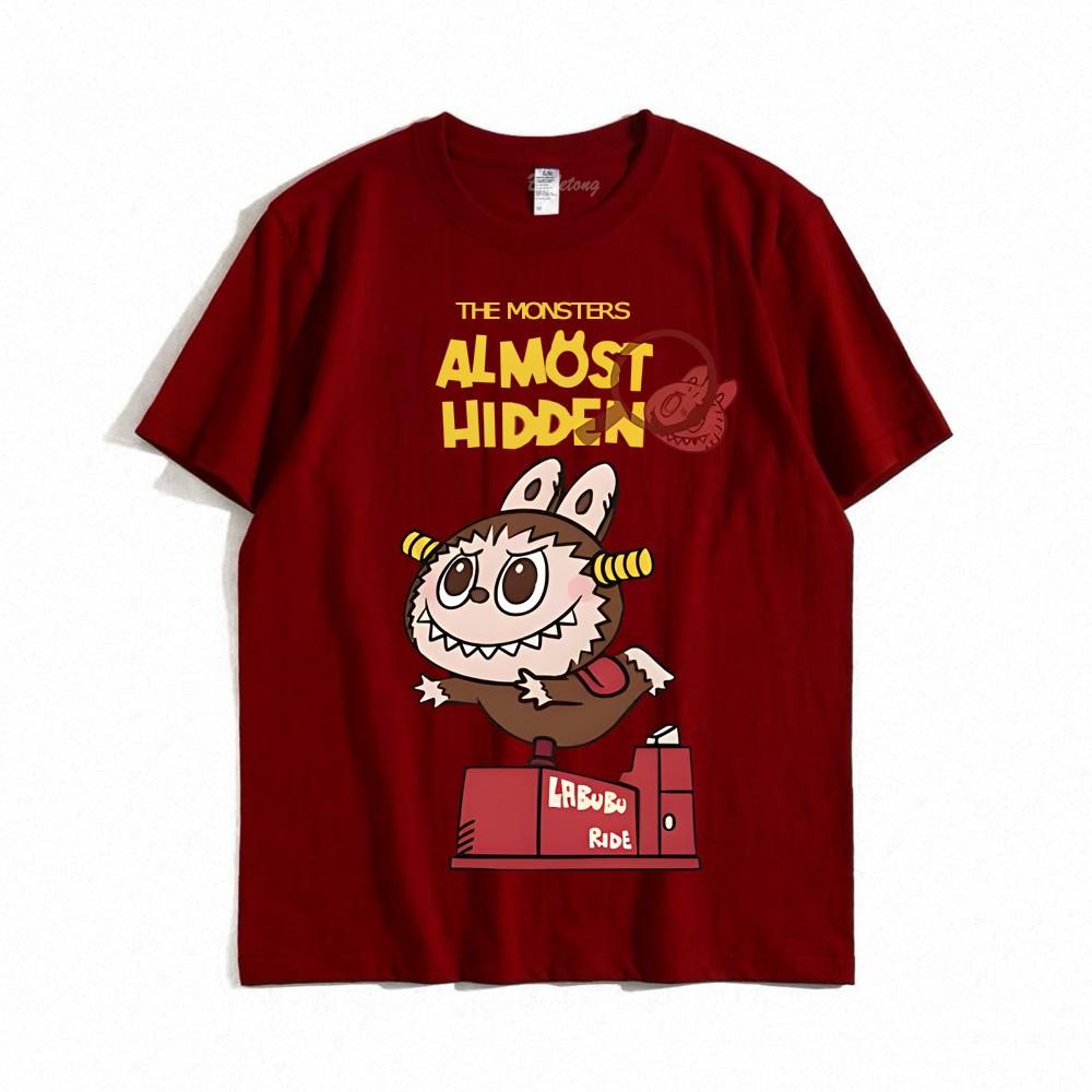 

Футболка LABUBU Kawaii 100% хлопок Модные футболки Мультяшные графические футболки Одежда Летняя повседневная футболка Короткий рукав Круглый вырез Топы XS（old） красный