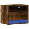 VidaXL Wall-mounted Bedside Table with LED Lights Smoked Oak, Floating Bedside Table, Phone Holder, Bedside Table 852069