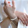 Women Bracelet Adjustable Braided Hollow Out Silver Color Polished Wide Couple Bangle Daily Wear Prom Wrist Jewelry Holiday Gift
