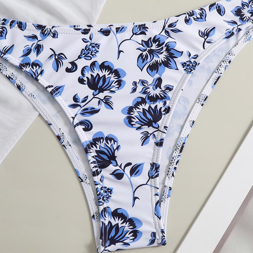 Sexy Floral Print Camisole Swimsuit Bikini Three Piece Set
