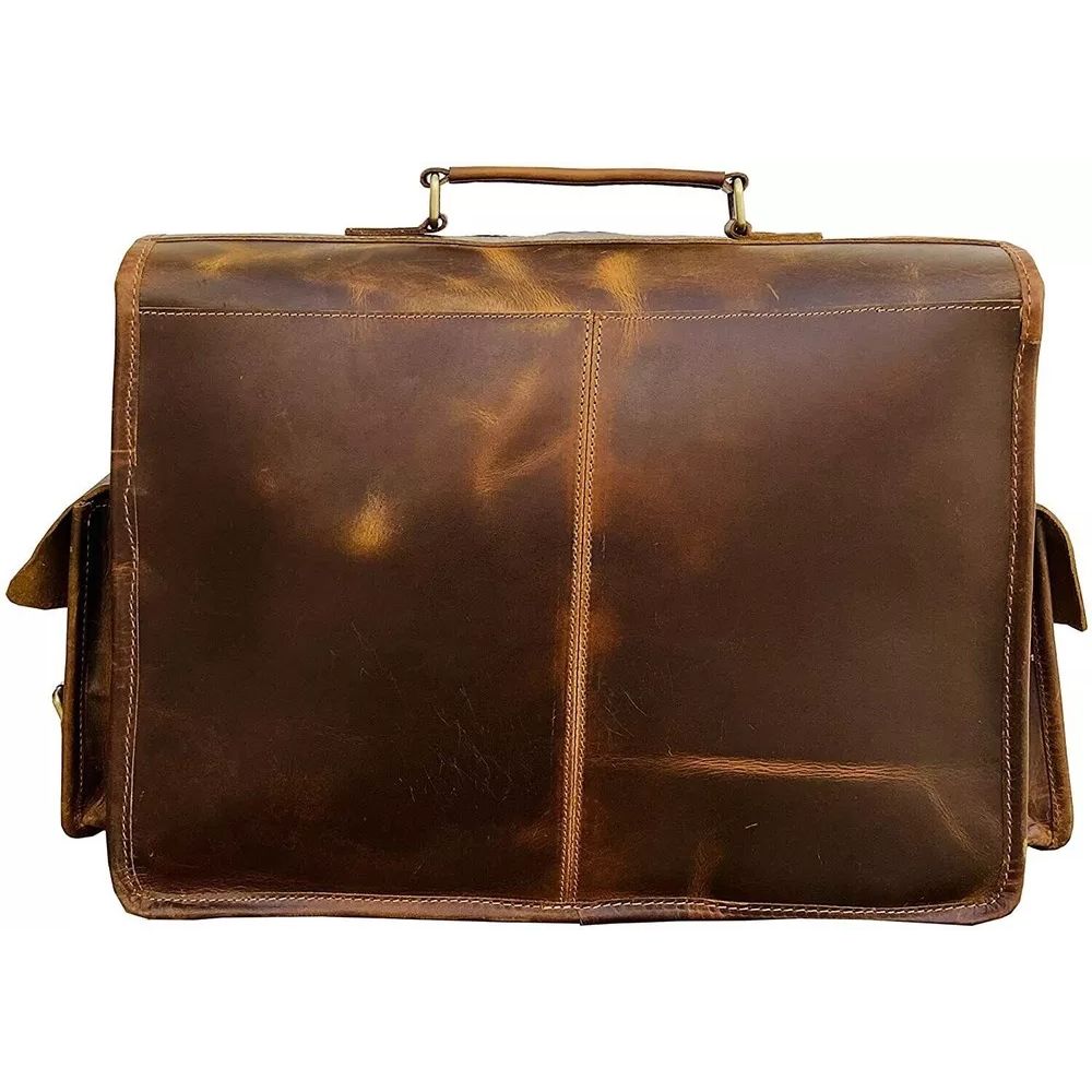 Men's Handcrafted MESSENGER BAG Genuine BROWN Leather LAPTOP SATCHEL TLF GIFT